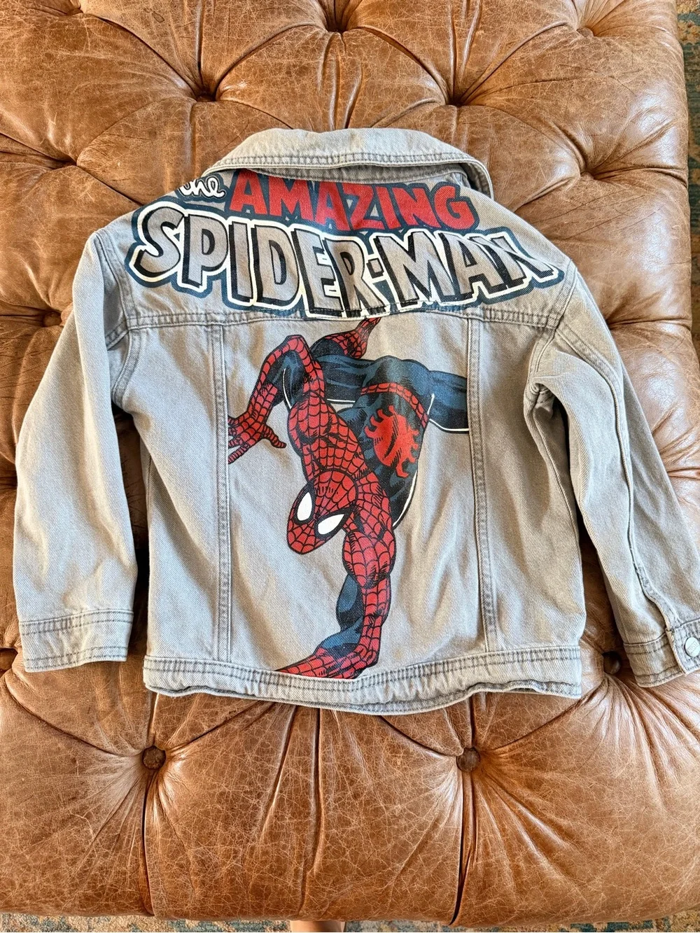 Marvel Amazing Spider-Man Kids Denim Jacket Size 6 Light Jean Jacket Superhero